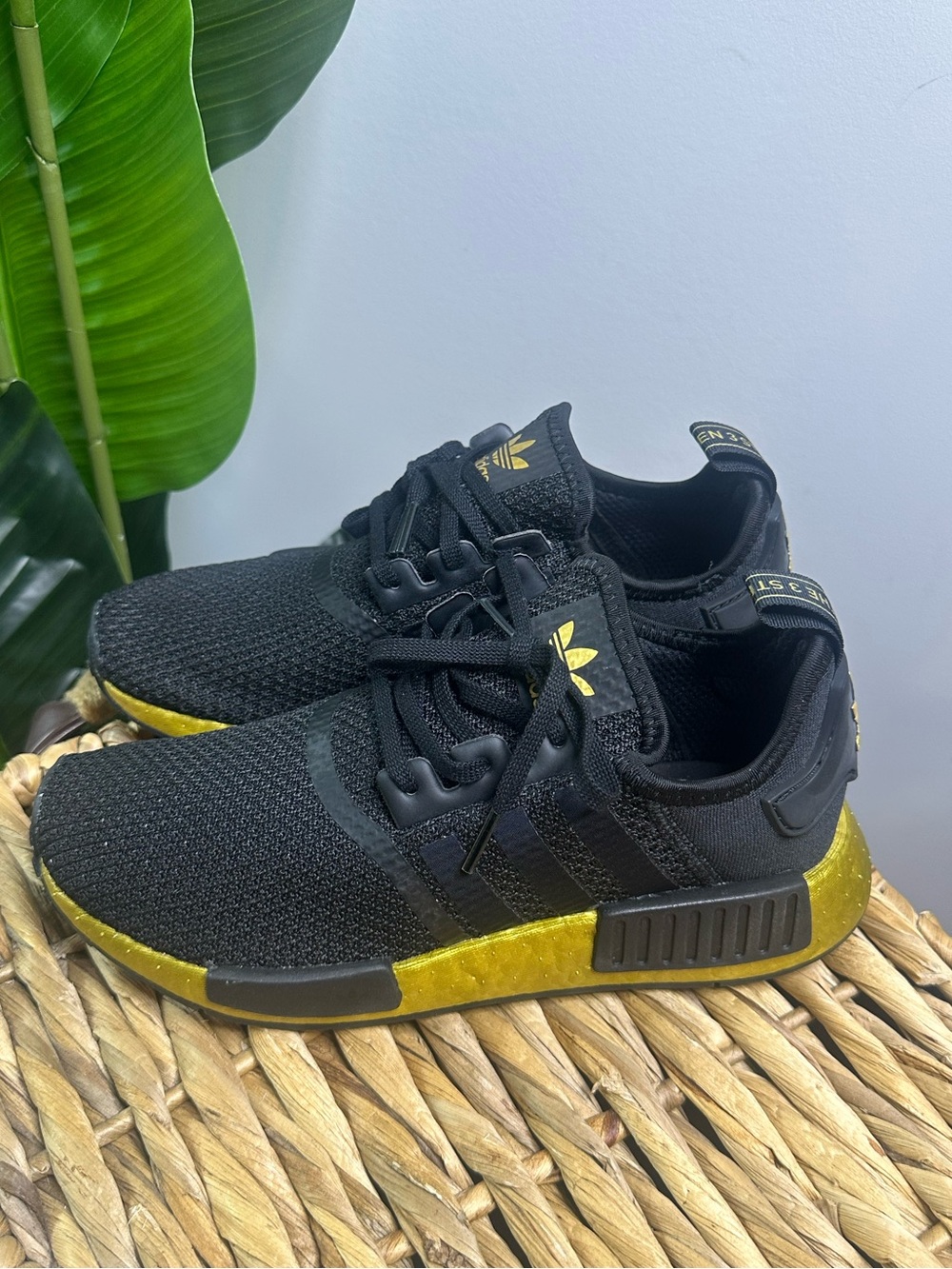 Adidas Kids Black & Gold NMD Style Sneakers